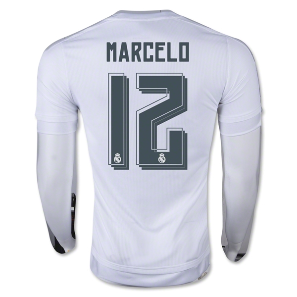 Real Madrid 2015-16 MARCELO #12 LS Home Soccer Jersey